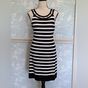 WHBM black and white stripped shift dress